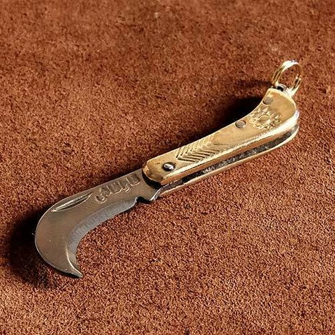 超ミニサイズ 真鍮ポケットナイフ（アラビア）ジャンビーヤ キーホルダー 二重リング ミリタリー 折りたたみ ペーパーナイフ 小さい 小型