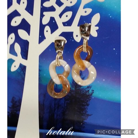 アレルギー対応❇ アクリルチェーン& プレート付チタンキャッチピアス