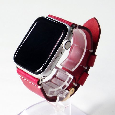 Apple Watch 腕時計ベルト 腕時計バンド 牛革レザー 全ケースサイズ制作 ローズピンク ぼかし染め