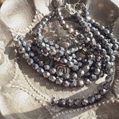 【1連25コセット】JIRI＊IVANA#czech beads#チェコビーズ　FP6㍉ hematite 