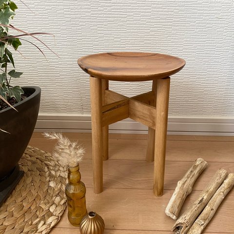 インテリア　ミニテーブル　ブラウン　木製