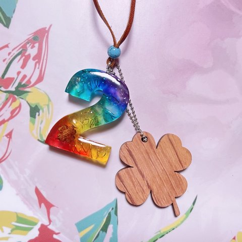 (2のクローバー)ナンバーオルゴ☆wood🌈rainbow