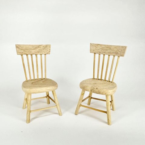 【塗装前】ドールハウス家具　ミニチュア家具　木製椅子　2個セット　塗装なし
