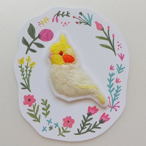 オカメインコの刺繍ワッペン