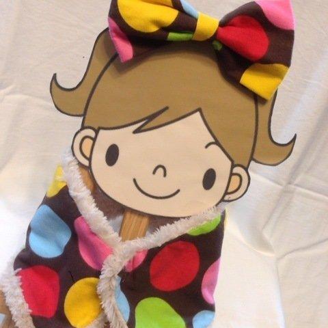 プードルファーネックウォーマー♪ヘアリボンとset♪ 大きなドット柄が可愛い♪子供サイズ♪