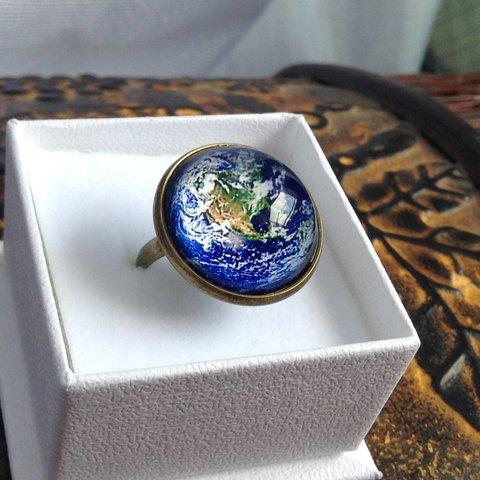 20mm 金古美ぷっくりリング　母なる地球 GAIA