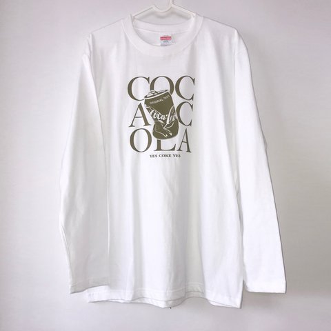 「YES COKE」ロングスリーブTshirt　（L）ホワイト　ライトブラウン