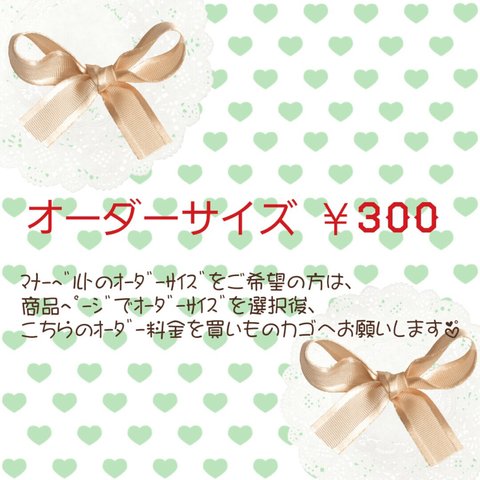 ｵｰﾀﾞｰ料金　300円(ﾁｭｰﾌﾞﾄｯﾌﾟ・ﾏﾅｰﾍﾞﾙﾄ・その他)