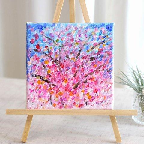 フラワーアート【原画】　～桜～　（アクリル画・キャンバス・15㎝角）