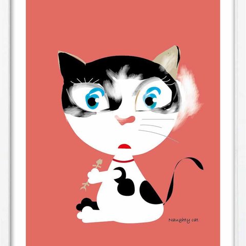 いたずらなネコ　ネコ　かわいい　イラスト　アート  アートポスター　ポスター  A4　全作品定評品質　917