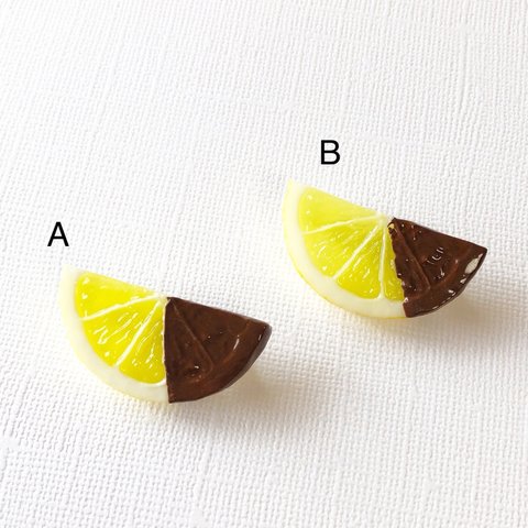 チョコがけスライスレモンのブローチ♡半分カットタイプ