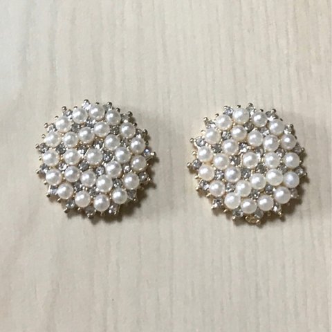 GOLD PEARL CRYSTAL RHINESTONE ROUND CABOCHONS PARTS