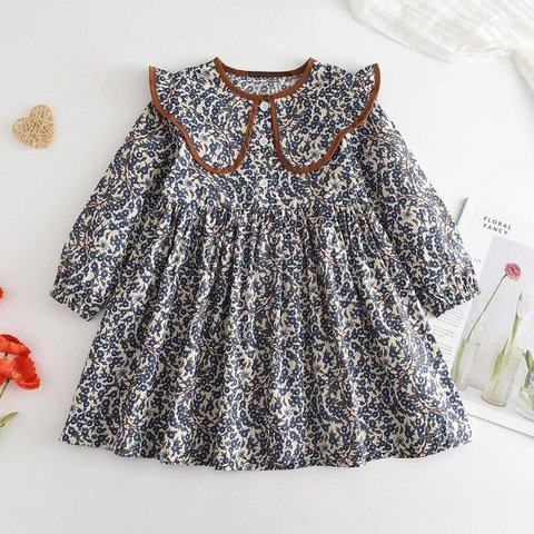 【90cm~100cm】little blue flowers dress