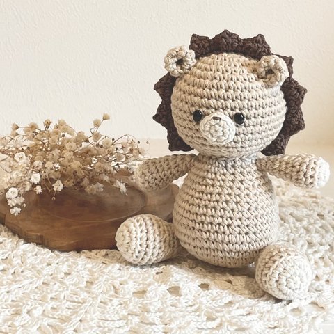 ˗ˏˋ amigurumi  lion🦁🤍🤍 ˎˊ˗　ファーストトイ　あみぐるみ　ライオン　ぞう　きりん　くま　うさぎ　いぬ　きょうりゅう