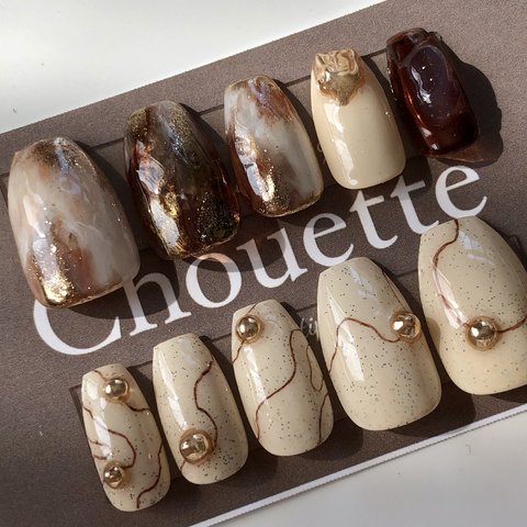 Chouetteネイルチップ販売店【フリーサイズ】*ニュアンス、アシメ、ミラー*