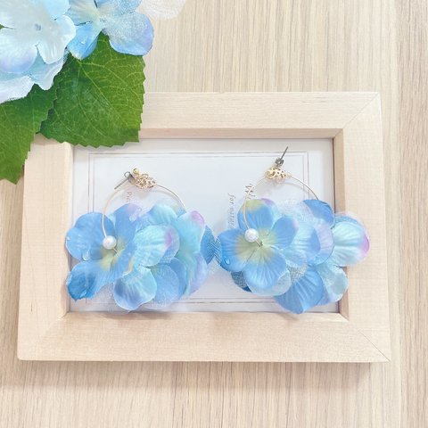 ☆sale☆*°紫陽花フープピアス*°