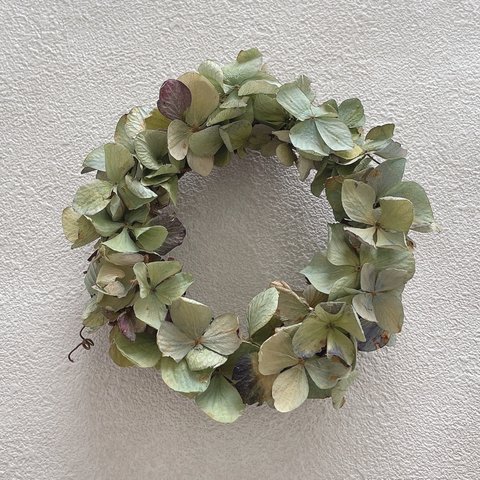 mini blue green hydrangea wreath