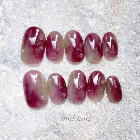 No.15葡萄　ぶどう　フルーツ　果物　水滴　ネイルチップ