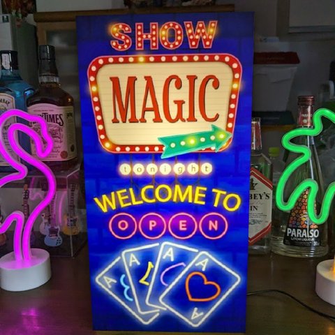 【Lサイズ】マジック 手品 マジシャン カフェ バー スナック パブ カード テーブル カウンター ガレージ サイン ランプ 看板 置物 雑貨 ライトBOX 電飾看板 電光看板