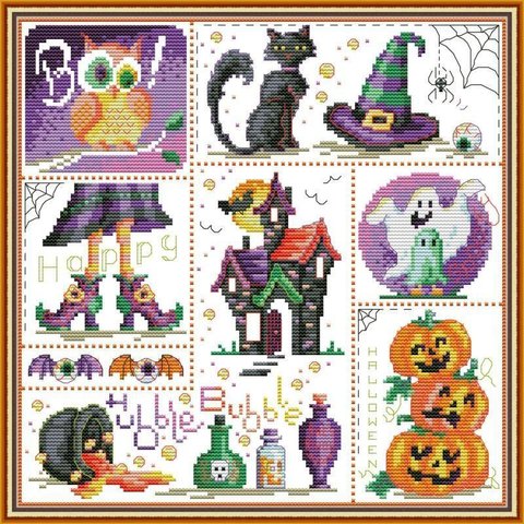 【送料無料】★ハロウィンパターン14ct★クロスステッチ刺繍キット