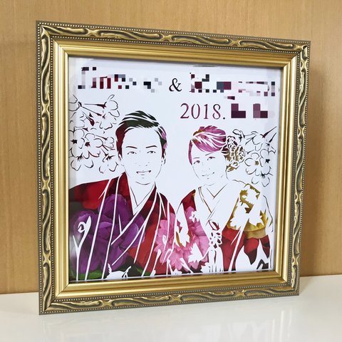 似顔絵　切り絵　ウェルカムボード　【K様オーダー作品紹介】