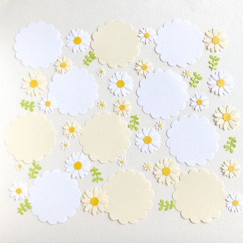 クラフトパンチのお花とカード(5.1cm)のセット〜デイジー　色紙　アルバム　寄せ書き