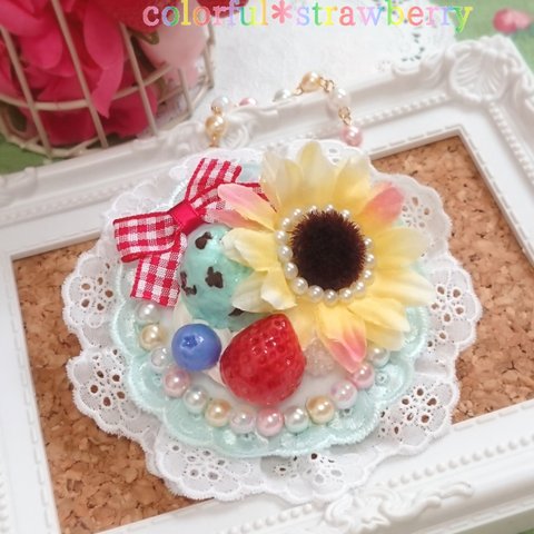 【在庫セール】colorful＊strawberry／チョコミントパーラー ３wayクリップブローチ