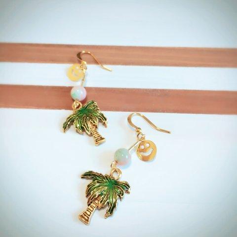 P39 PalmtreeSmileピアス/ピーチミント