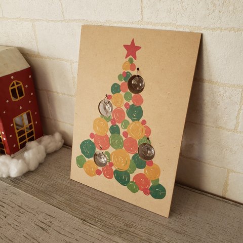 絵本に出てきそうなかわいいクリスマスツリー柄☆A5ウッドプレート1