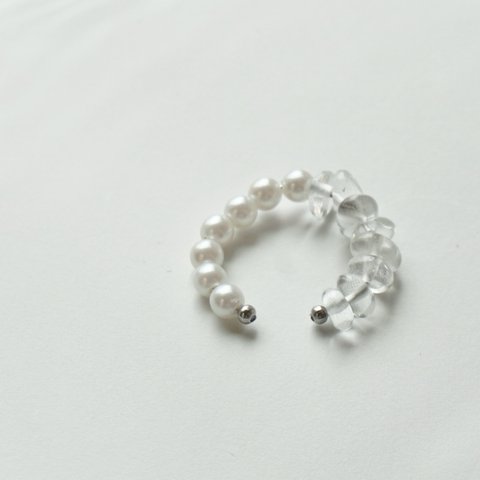 【ladies】　perl quartz ring パールクォーツリング　シルバー　フリーサイズ　（r1）