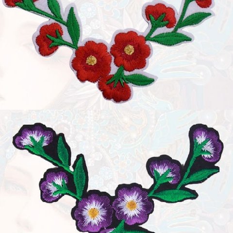 花 1枚 ワッペン 梅 梅の花 アップリケ 刺繍 アイロン接着 ハンドメイト アイロンワッペン 色選択自由