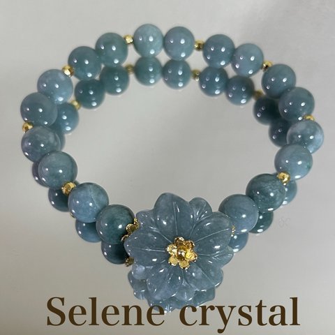 翡翠　花翡翠　ブレスレット　天然石ブレスレット　人気おすすめ　Selene crystal