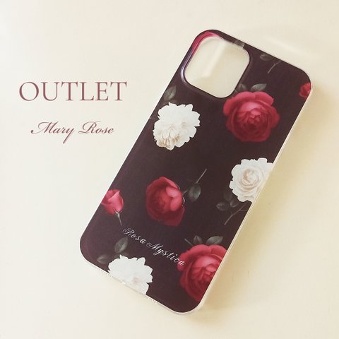 iPhone12 iPhone12Pro 兼用 TPUケース【OUTLET】 スマホカバー Mary Rose チャコール ボルドー お花 ローズ バラ 薔薇ソフトケース セール