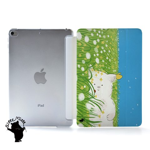 iPad ケース カバー iPad 第10世代 第9世代 シロクマ お花 かわいい