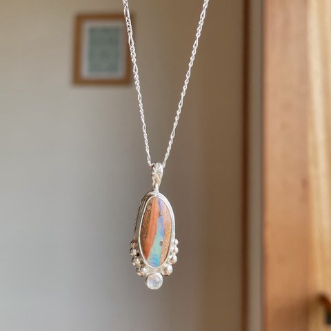  《silver925》 boulder opal ✼ necklace ❃