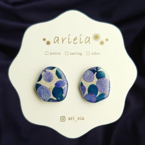 本物のお花の花柄ピアス／イヤリング【お花トリム】T０１６