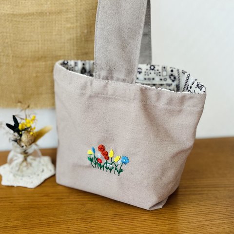 ワンハンドルバッグ*お花刺繍＊313