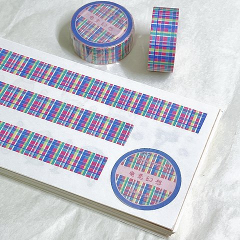 海外テープ 格子 eスポーツファンタジー マスキングテープ(剥離紙付き)  グーカテープ 装飾系 海外マステ ステッカー スマホ用 膠帶 コラージュ用ノート
