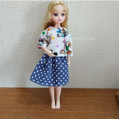 SALE 送料無料 ブライス ドール 服 ハンドメイド❁カットソーとスカート❁