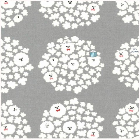 コットン10号キャンバス【popcorn panic】グレー地 生地 ハギレ
