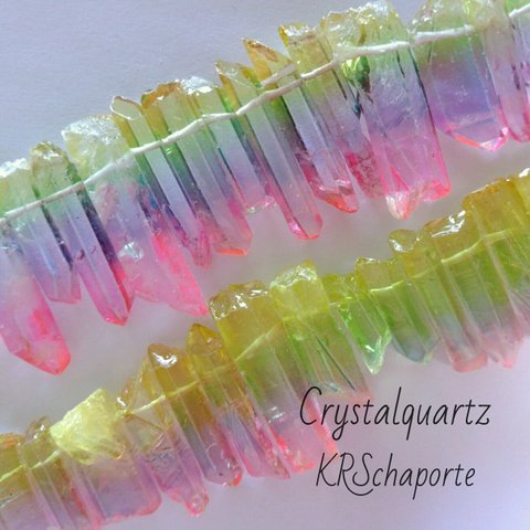 crystalquartzオーロラ加工【グラデーションイエロー】６個