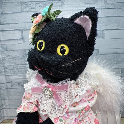 春の天使黒猫ちゃん 電気スタンド付き