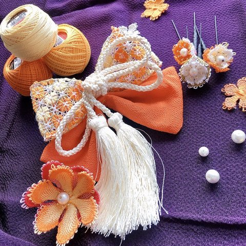 【オーダー専用ページ】パラグアイの伝統刺繍「ニャンドゥティ」七五三・成人式の髪飾り。購入前にメッセージをお願いします。