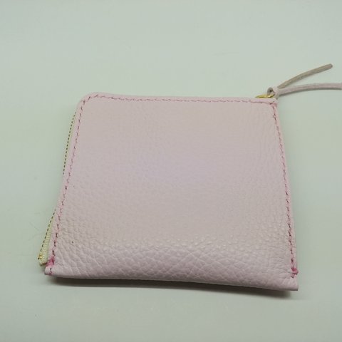 桜色のイタリアンレザーの柔らかもっちりL型財布