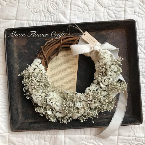 Crescent Moon Wreath＊かすみ草の三日月リース