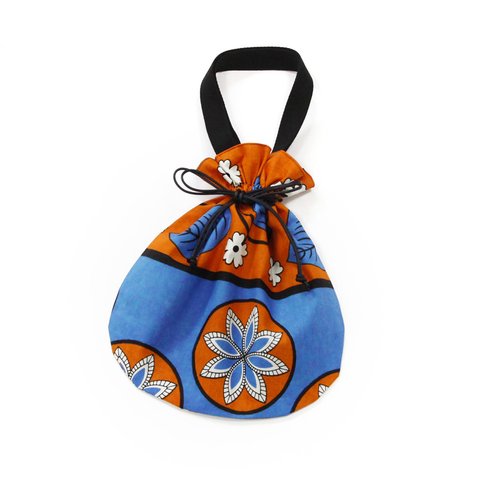 アフリカ布の巾着バッグ（カンガバッグ）インナーバック エコバッグ
