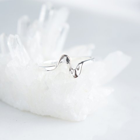 【Sterling silver 925】Adjustable Curvy Open Ring