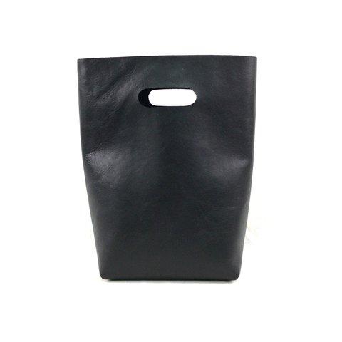 本革 シンプル ハンドバッグ  黒 Simple Leather hand bag black