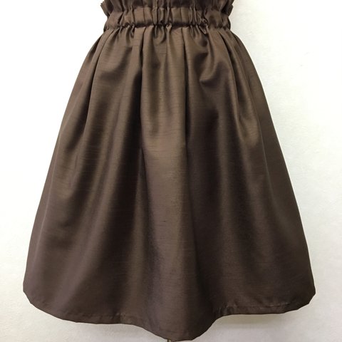  サイズ調整可＊綺麗なブラウンカラーのふんわりタックギャザースカート(*'▽'*)