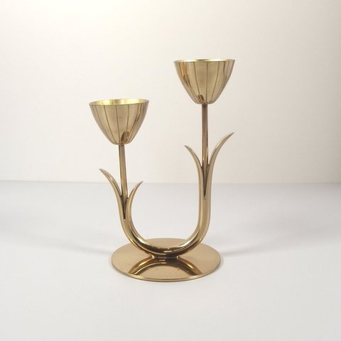 【北欧 スウェーデン ヴィンテージ】Ystad metall （イースタッド・メタル） candle stand tulip brass